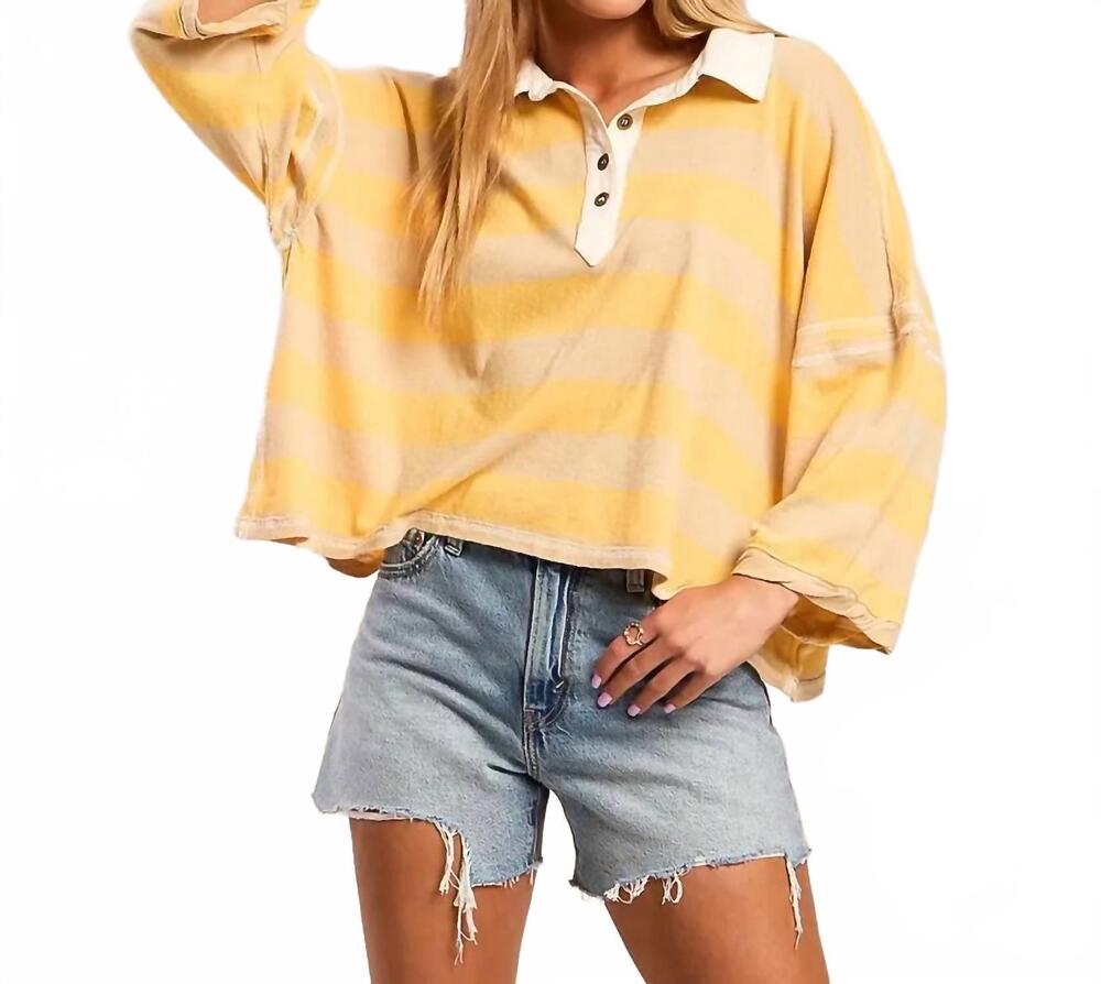 NEW FREE PEOPLE auggie polo tee in yellow